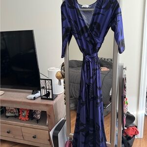 Elegant Blue and Black maxi Dress